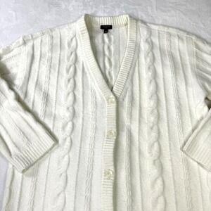 Talbots Cardigan Sweater‎ Womens Petite XLP Ivory Cable Knit Button Front Soft